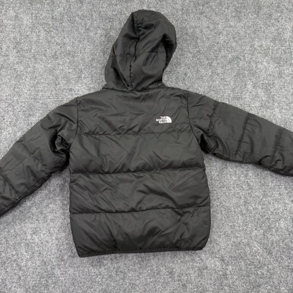 The North Face 550‎ Down Puffer Jacket 4T Black Hooded Insulated Kids